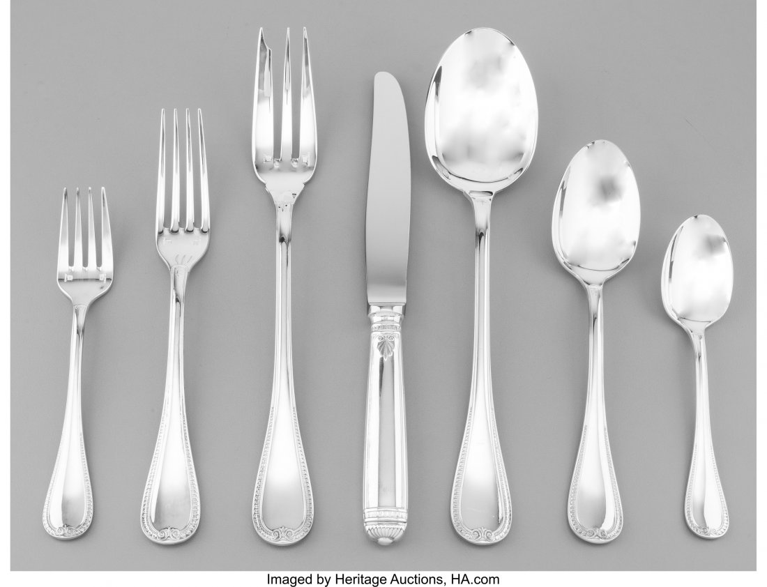 A Forty-Two Piece Christofle Malmaison Silver-Pl (1 of 3)