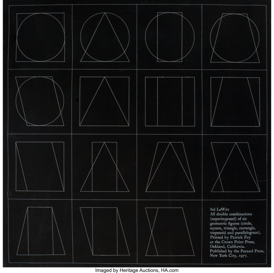 Sol LeWitt (1928-2007) All Double Combination of: Sol LeWitt (1928-2007)All Double Combination of Six Geometric Figures, 1977