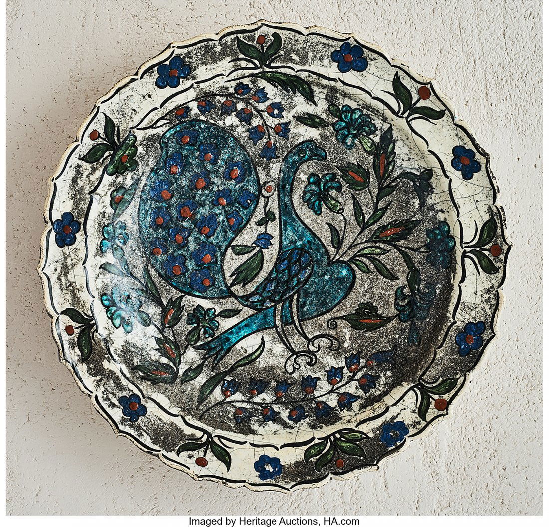 Jean-Jacques Lachenal (French, 19/20th Century): Jean-Jacques Lachenal (French, 19/20th Century)Peacock Platter, circa 1925G