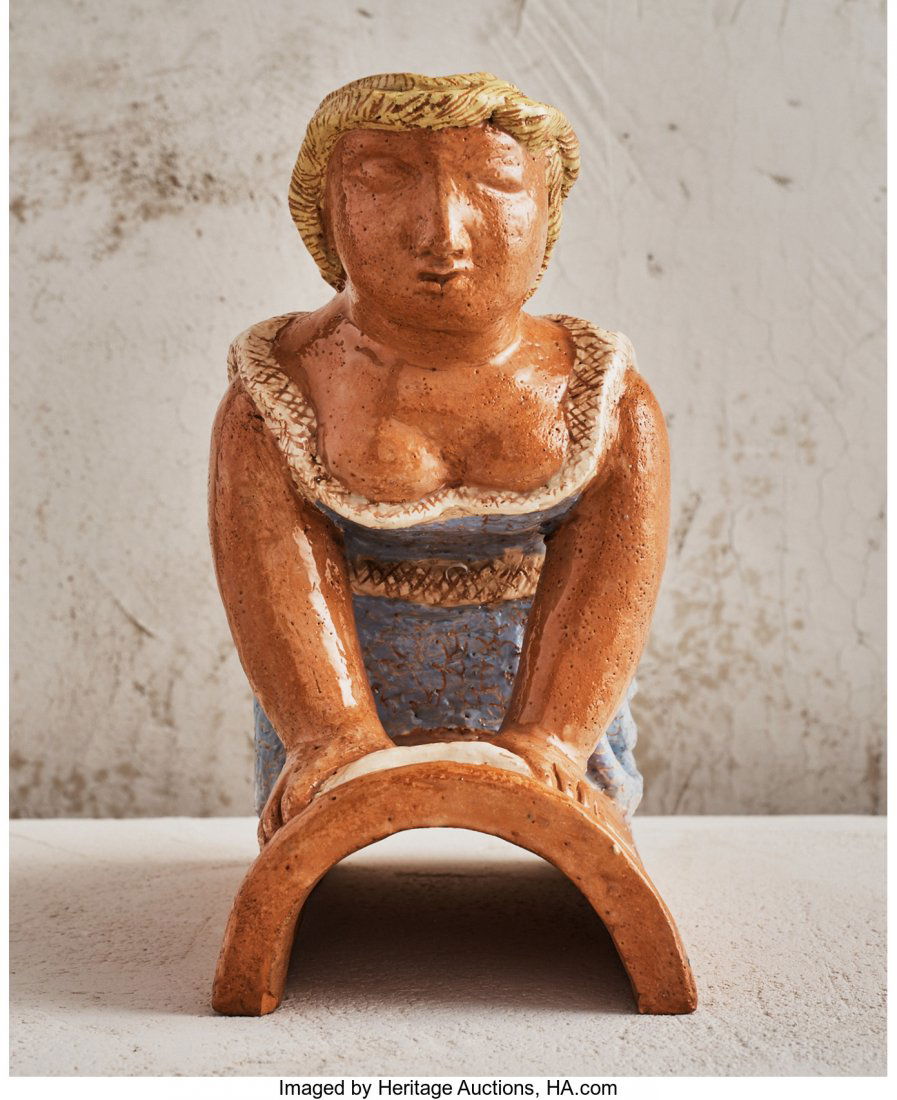 Maurice Savin (French, 1894-1994) Figural Ridge: Maurice Savin (French, 1894-1994)Figural Ridge Tile, 1934Glazed stoneware