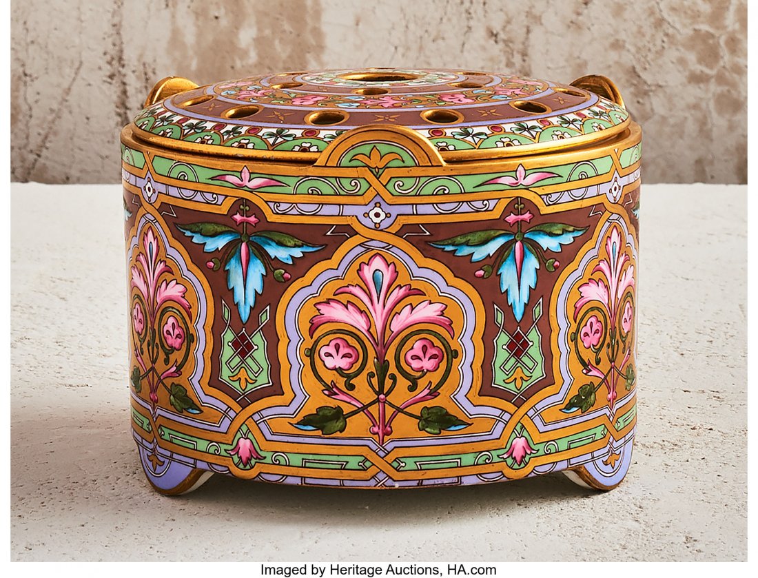 Christopher Dresser (Scottish, 1834-1904) Center: Christopher Dresser (Scottish, 1834-1904)Centerpiece, circa 1875Enameled po