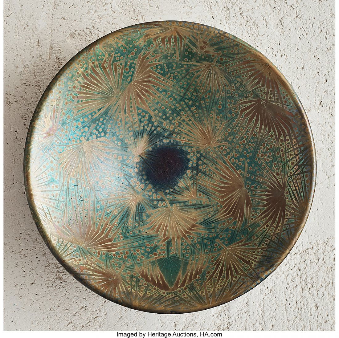Clement Massier (French, 1835-1917) Palmetto Bo: Clement Massier (French, 1835-1917)Palmetto Bowl, circa 1900Lustre glazed earthenwa