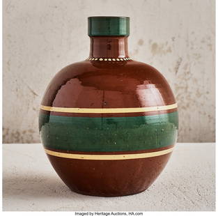 RenÃ© Herbst (French, 1891-1982) Globular Vase,: RenÃ© Herbst (French, 1891-1982)Globular Vase, circa 1930Glazed earthenware9-3/8 inches high (23.9 cm)Stamped to the underside: PJPROVENANCE:The Hermann Tob and Marc Lambrechts