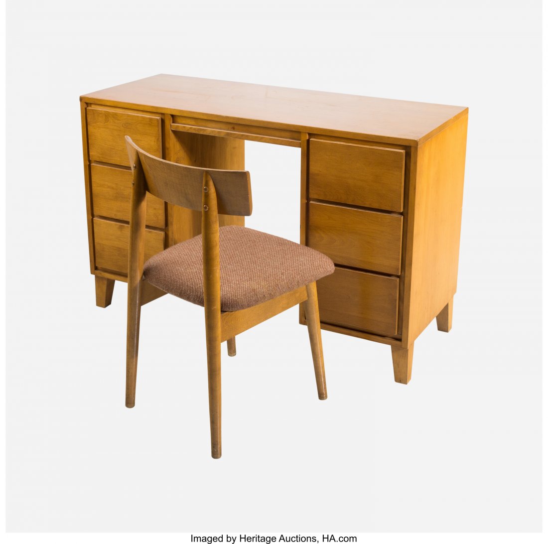 Russel Wright (American, 1904-1976) Desk and Cha: Russel Wright (American, 1904-1976)Desk and Chair, circa 1950, Conant BallM
