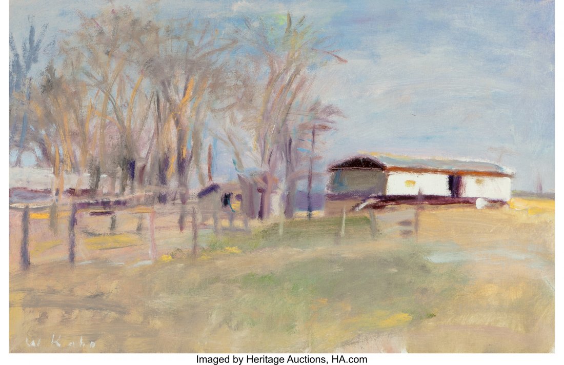 Wolf Kahn (American, b. 1927) Mobile Home in Ark: Wolf Kahn (American, b. 1927)Mobile Home in Arkansas, 1977Oil on canvas