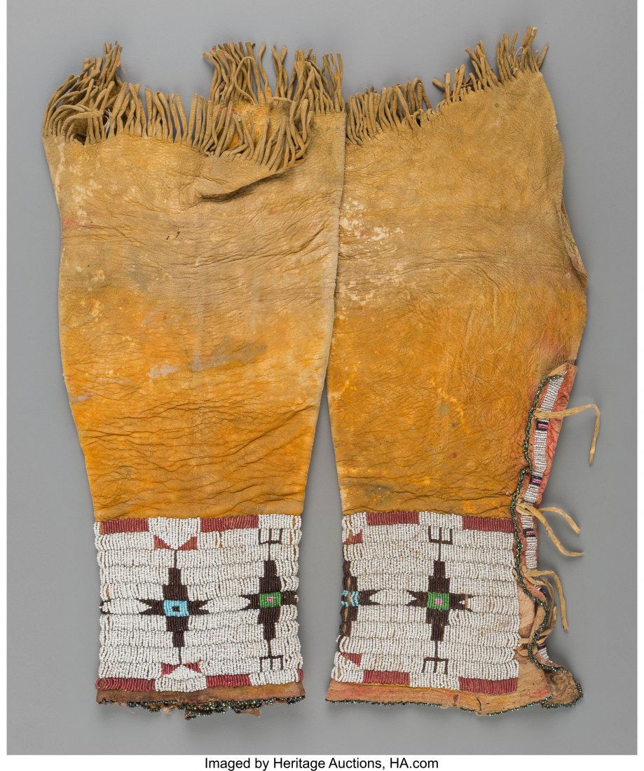 A Pair of Cheyenne Woman's Beaded Hide Leggings (1 of 2)