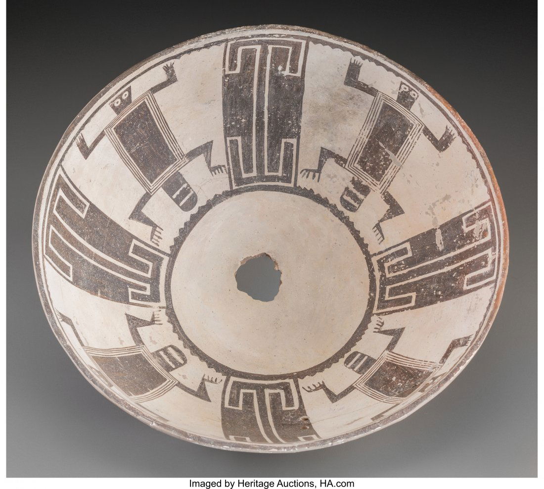 A Mimbres Black-On-White Bowl  c. 1000 - 1200 AD (1 of 2)