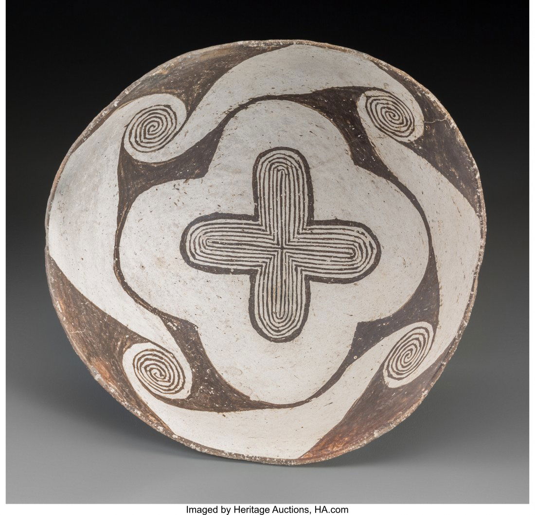 A Mimbres Black-On-White Bowl c. 1000 - 1200 AD (1 of 2)