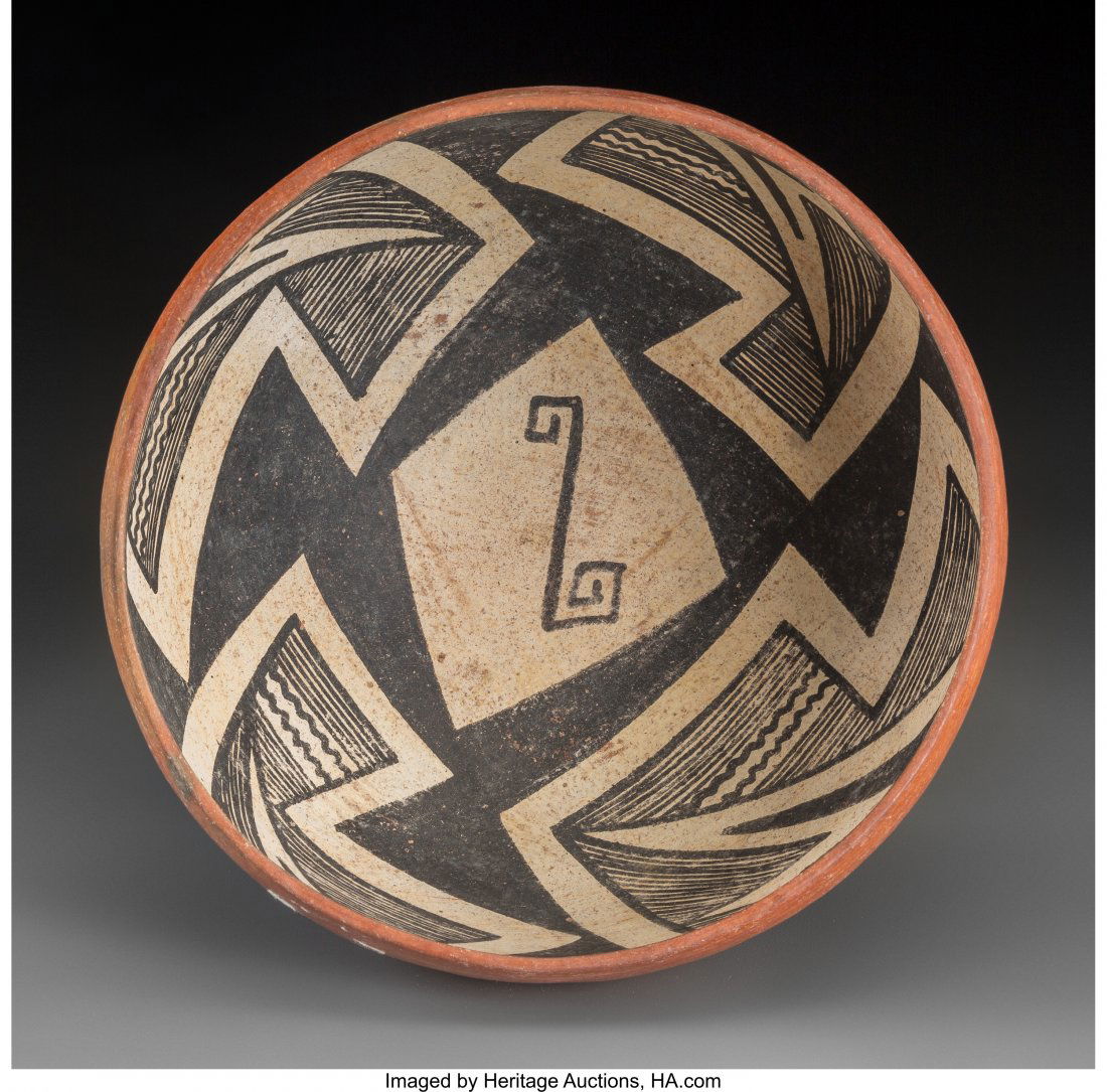 A Gila Polychrome Bowl c. 1300 - 1450 AD  clay, (1 of 2)