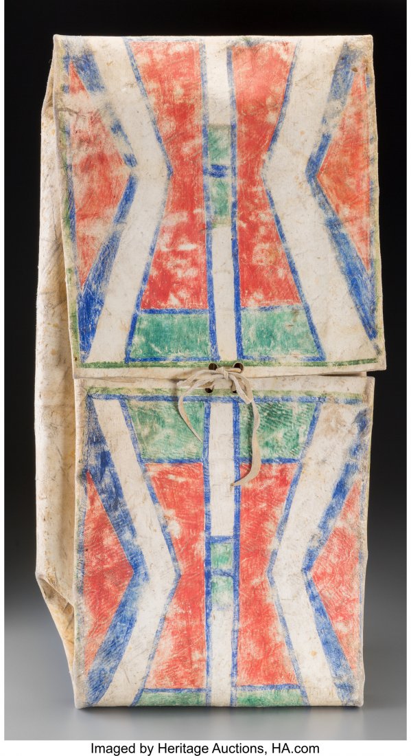 A Crow Painted Parfleche Envelope c. 1890  rawhi (1 of 2)