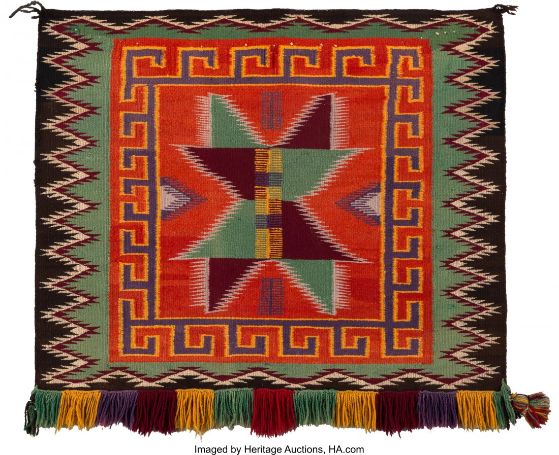 A Navajo Germantown Saddle Blanket c. 1890  comm (1 of 2)