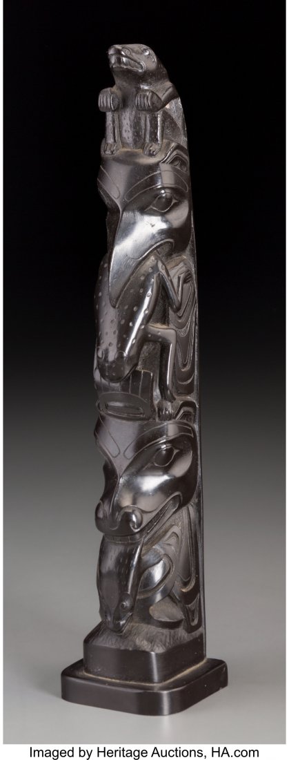 A Haida Model Totem Pole c. 1935  finely carved (1 of 2)