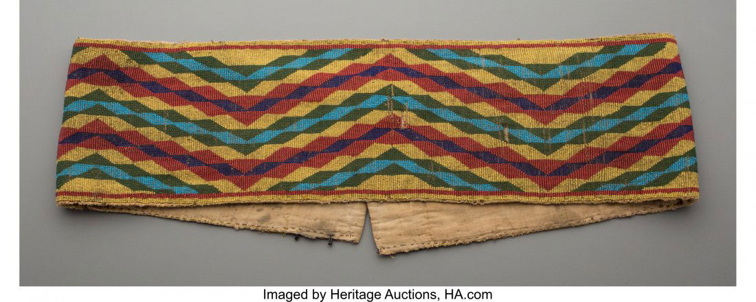 A Potawatomie Loom-Woven Belt  glass seed beads, (1 of 2)