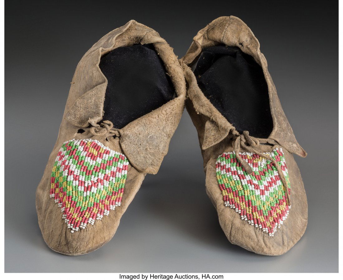 A Pair of Kickapoo Beaded Hide Moccasins    hide (1 of 2)