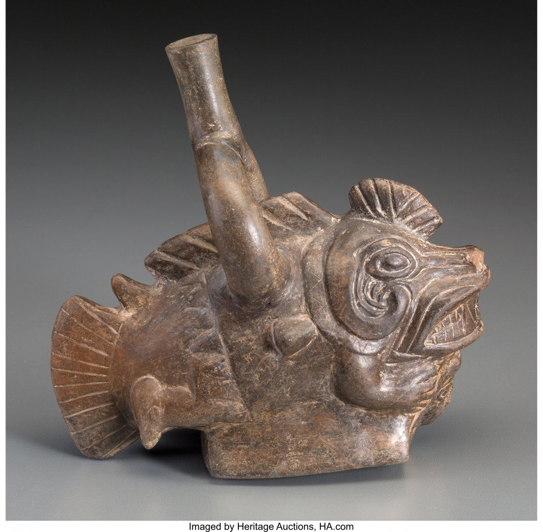 A Chimu Stirrup-spouted Animal Hybrid Vessel c. (1 of 3)
