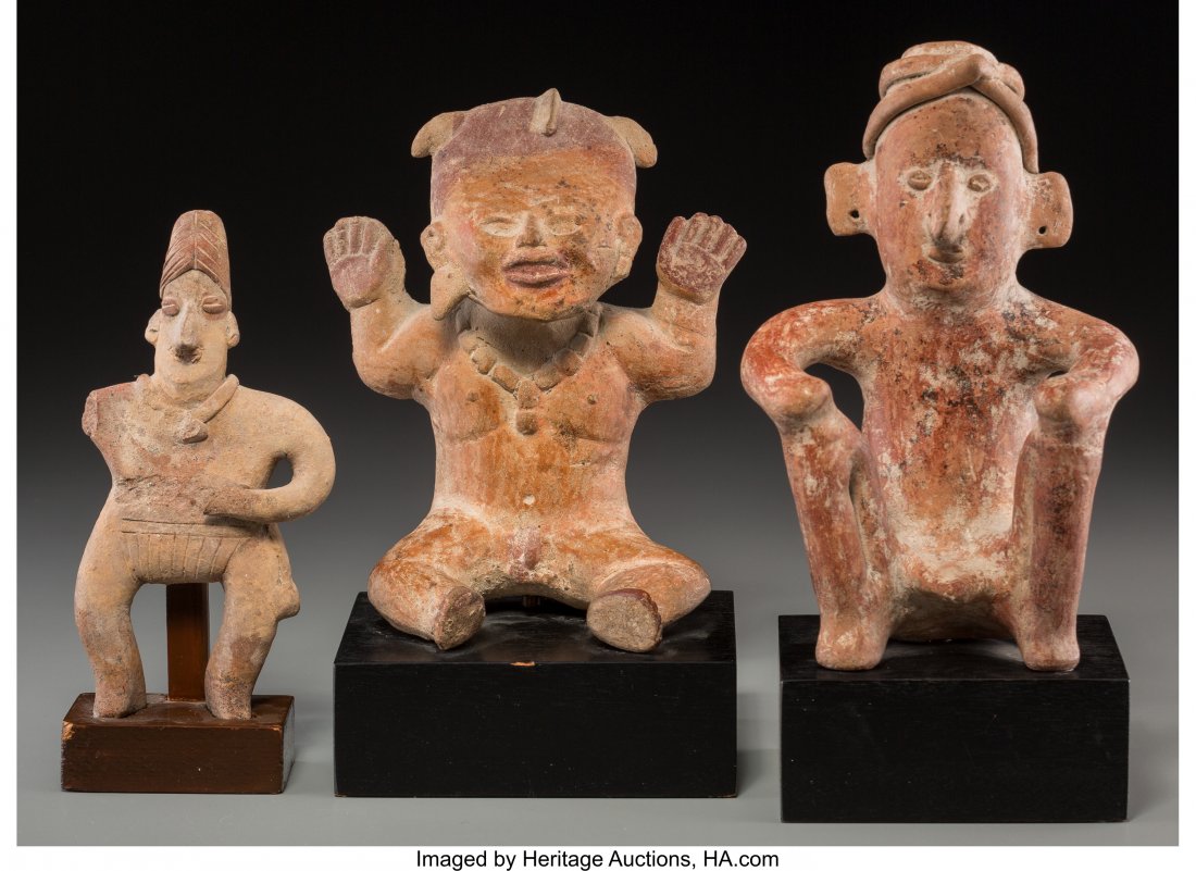 Three Pre-Columbian Figures  c.  250 BC - 600 AD (1 of 2)
