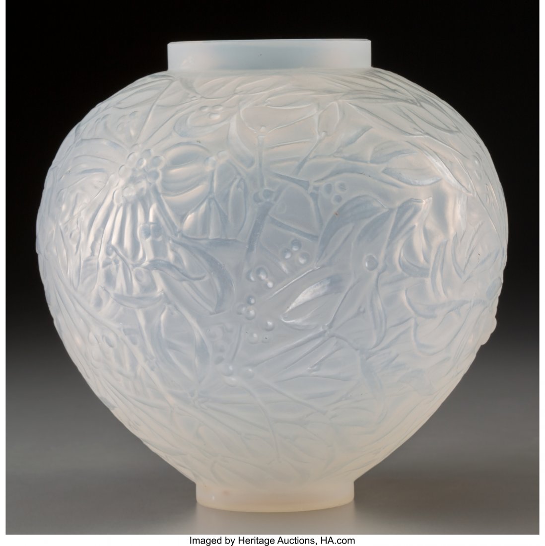 R. Lalique Opalescent Glass Gui Vase Circa 1920. (1 of 3)