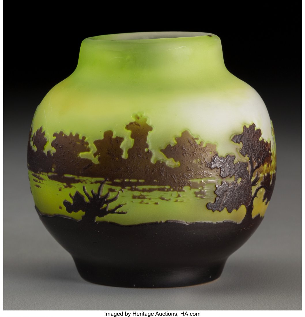GallÃ© Purple Overlay Glass Landscape Vase Circa (1 of 3)