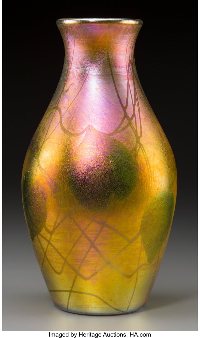 Tiffany Studios Gold Favrile Glass Foliate Balus (1 of 3)