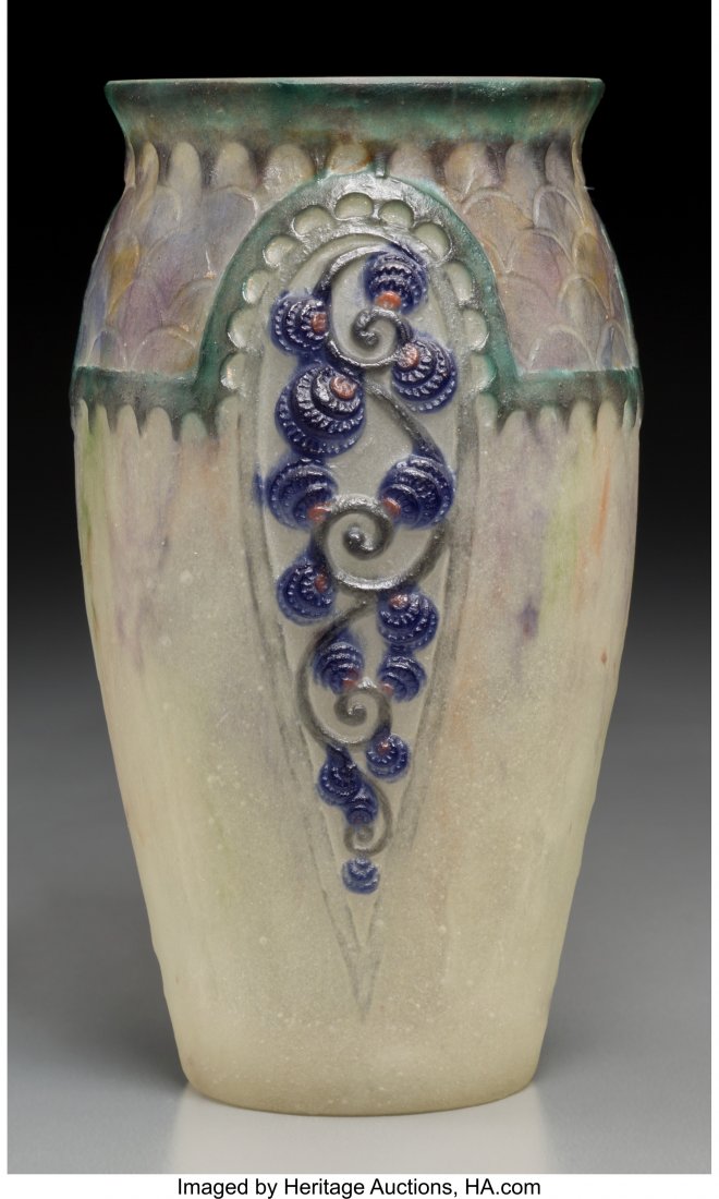 Argy-Rousseau Pate-de-Verre Floral Vase Circa 19 (1 of 3)