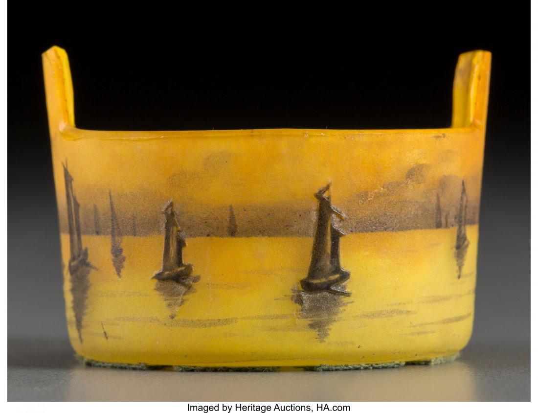 Daum Enameled Vitrified Glass Harbor Landscape C (1 of 3)