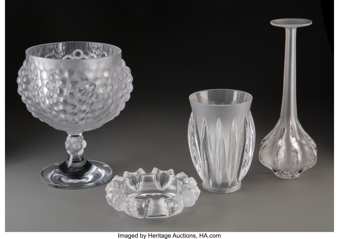 Four Lalique Clear and Frosted Glass Vessels Pos (1 of 3)