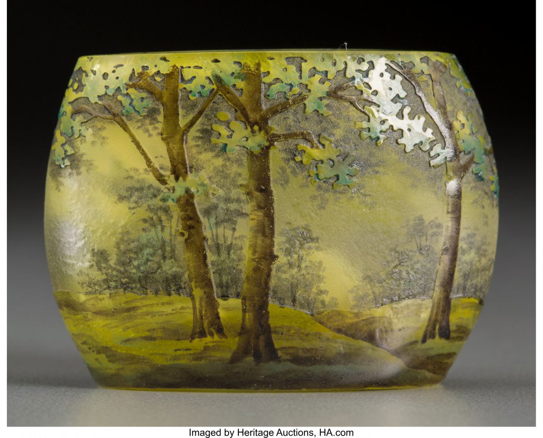 Daum Etched and Enameled Glass Landscape Cabinet (1 of 3)