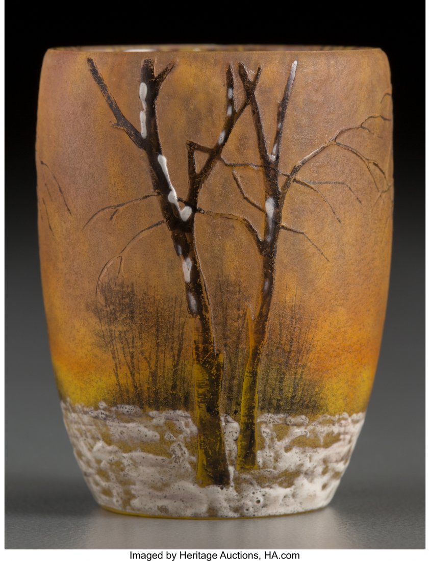 Daum Enameled Vitrified Glass Winter Landscape C (1 of 3)