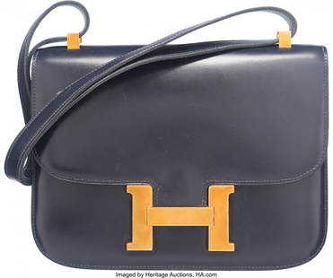 Hermes 23cm Blue Marine Calf Box Leather Constan: Hermes 23cm Blue Marine Calf Box Leather Constance Bag with Gold HardwareX, 1968Condition: 49" Width x 7" Height x 1.5" Depth This bag is done in Blue Marine Calf Box Leather,