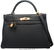 58206: Hermes 32cm Black Clemence Leather Retourne Kell