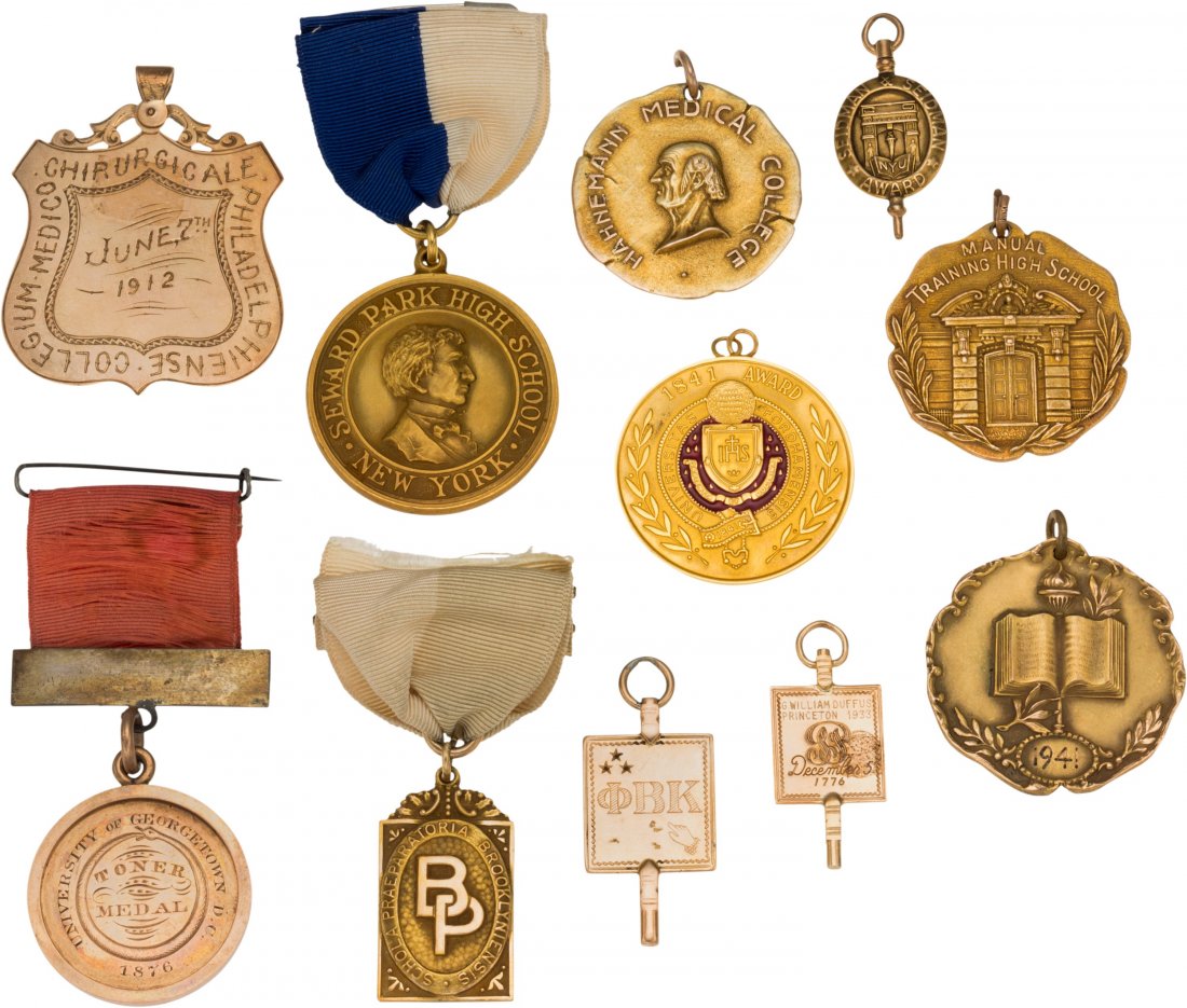 Education-Related Gold Medals.  Group of eleven (1 of 1)
