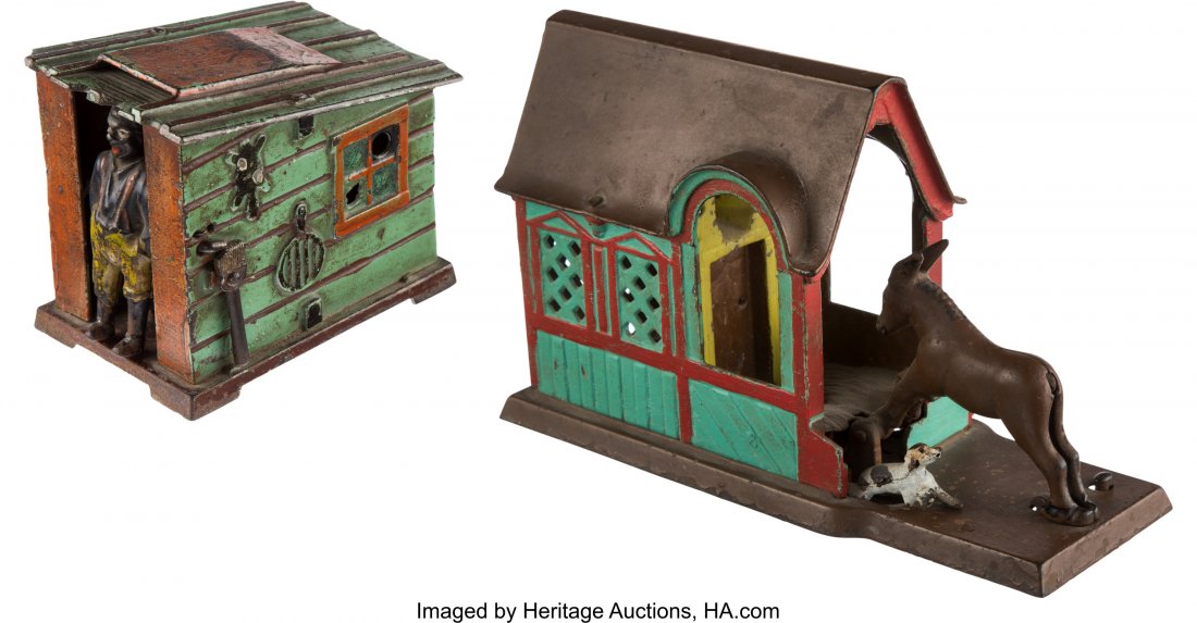 Mechanical Bank: Cabin & Mule Entering Barn. Thi (1 of 3)