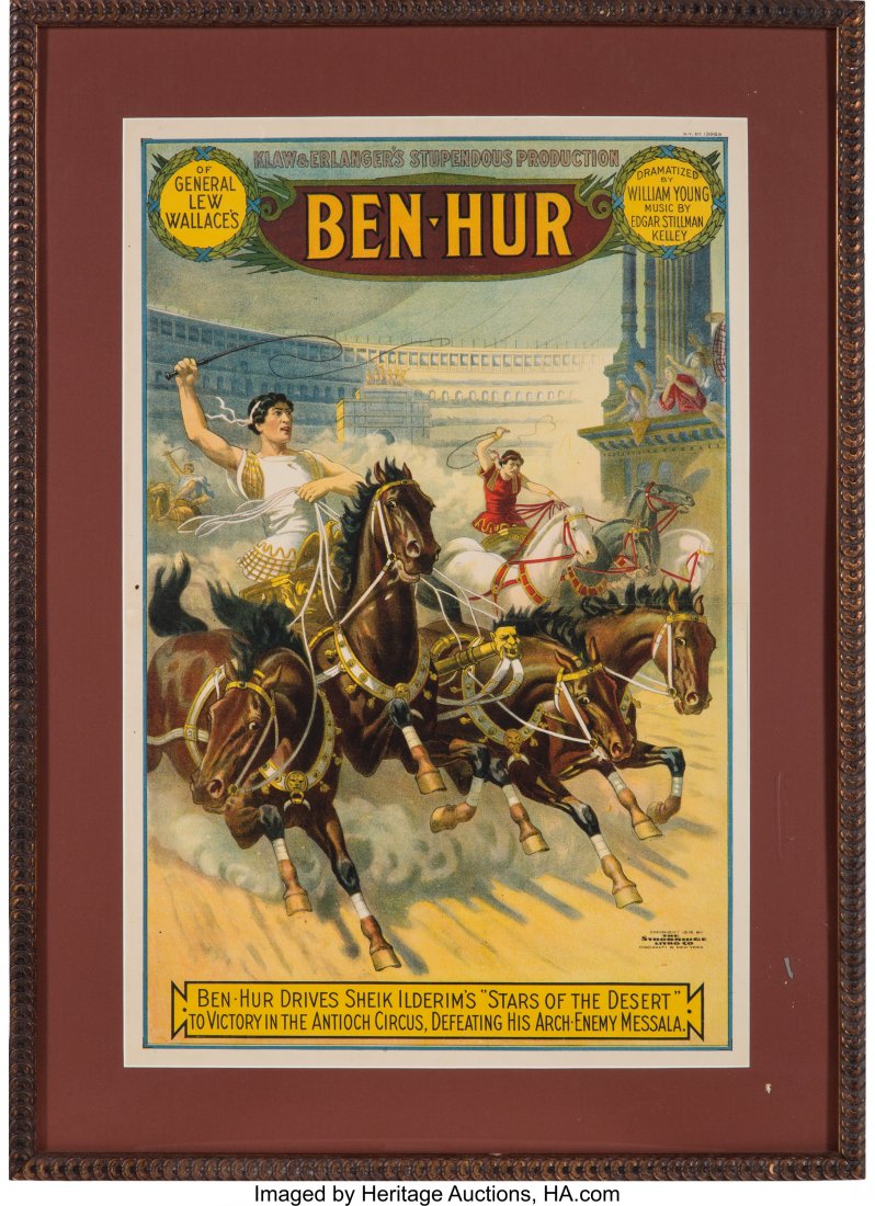 Ben Hur: Circa 1912 Theatrical Poster. 18" x 27. (1 of 1)