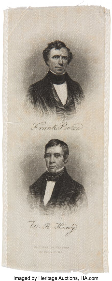 Pierce & King: A Very Rare 1852 Jugate Silk Ribb: Pierce & King: A Very Rare 1852 Jugate Silk Ribbon in Choice Condition. All Pierce ribbons