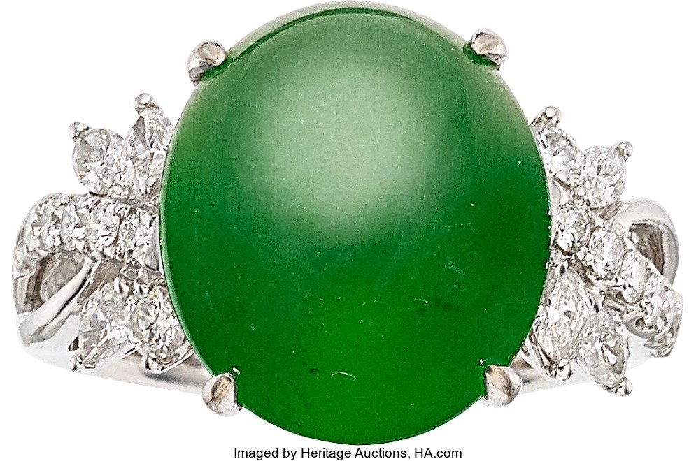 Jadeite Jade, Diamond, White Gold Ring  The ring (1 of 4)