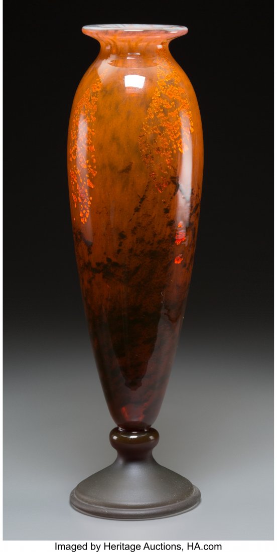 A Daum Vitrified Glass Vase with Foil Inclusions: A Daum Vitrified Glass Vase with Foil InclusionsMarks: DAUM, NANCY, FRANCE1