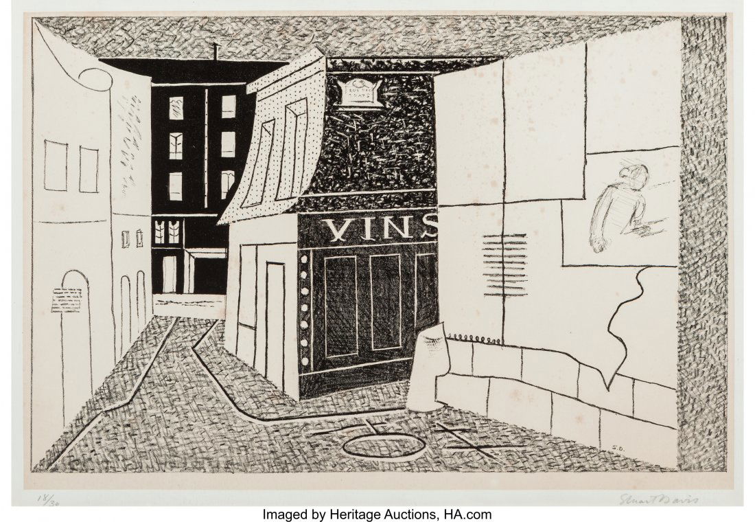 Stuart Davis (American, 1892-1964) Rue des Rats,: Stuart Davis (American, 1892-1964)Rue des Rats, 1928Lithograph and chine co