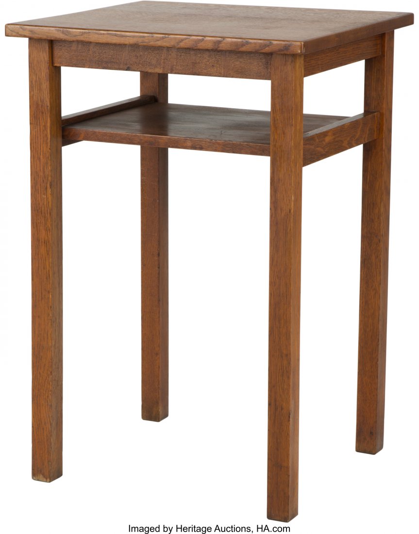 An L & JG Stickley Oak Telephone Table 29-1/2 h: An L & JG Stickley Oak Telephone Table 29-1/2 h x 20 w x 18 d inches (74.9 x 50.8 x 45.7 cm)