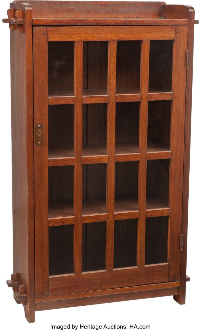An L & JG Stickley Onondaga Shops Glazed Bookcas: An L & JG Stickley Onondaga Shops Glazed Bookcase 55-3/8 h x 30 w x 12 d inches (140.7 x 76.2 x