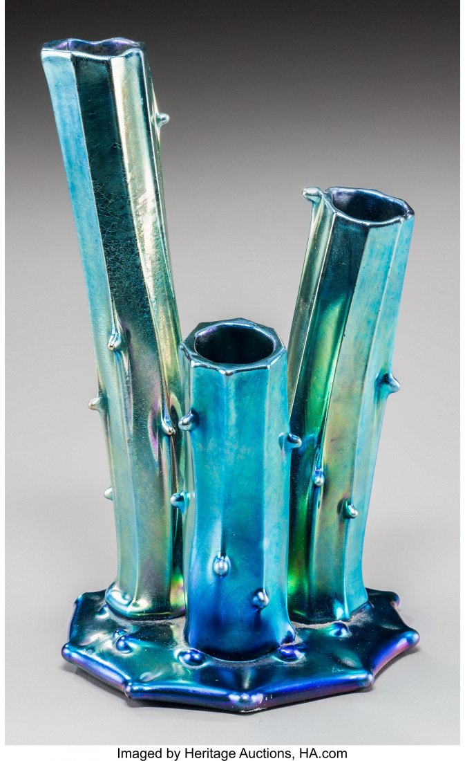 62309 A Steuben Aurene Glass Tree Trunk Vase Corning Dec 10