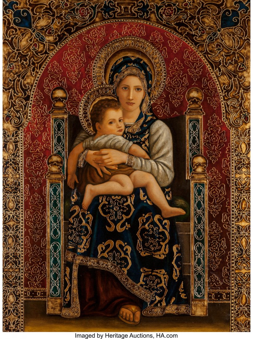 Continental School (20th Century) Madonna and Ch: Continental School (20th Century) Madonna and Child Oil and acrylic on canvas 48 x