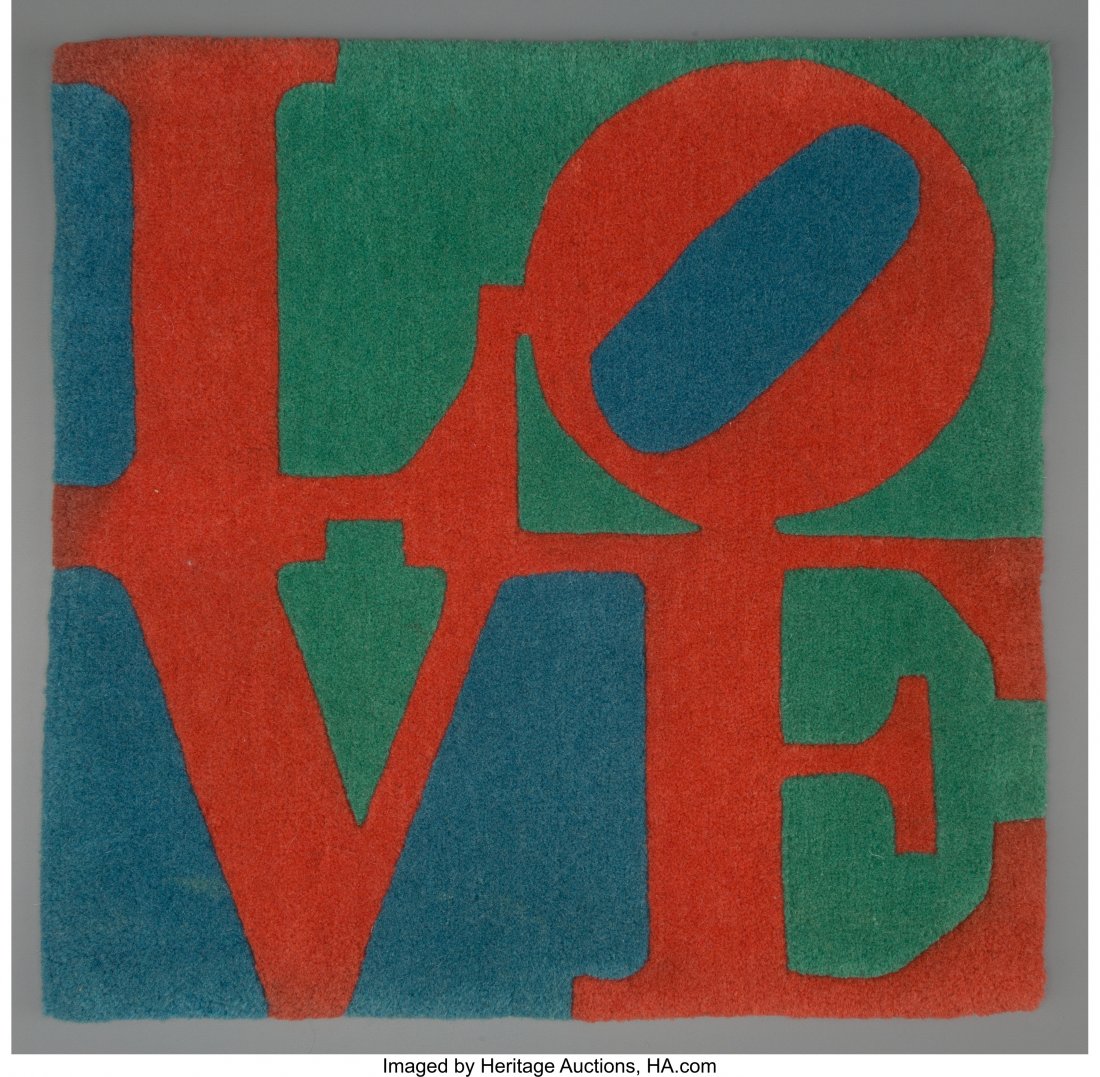 Robert Indiana (American, b. 1928) LOVE Rug, c.: Robert Indiana (American, b. 1928)LOVE Rug, c. 1995Hand-tufted and hand-carved, ske