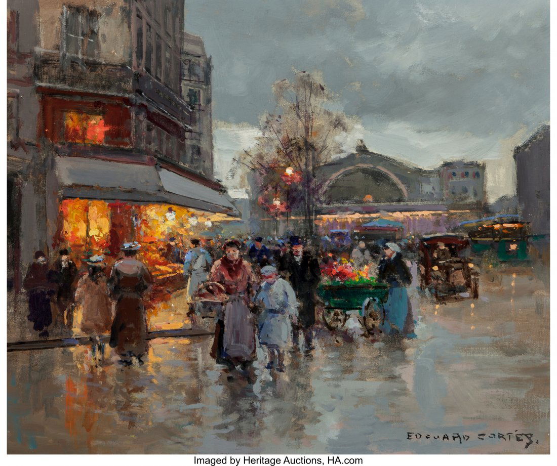 Edouard-Lèon Cortès (French, 1882-1969) Gare d: Edouard-Lèon Cortès (French, 1882-1969)Gare de l'Est, 1964Oil on canvas18 x 21-
