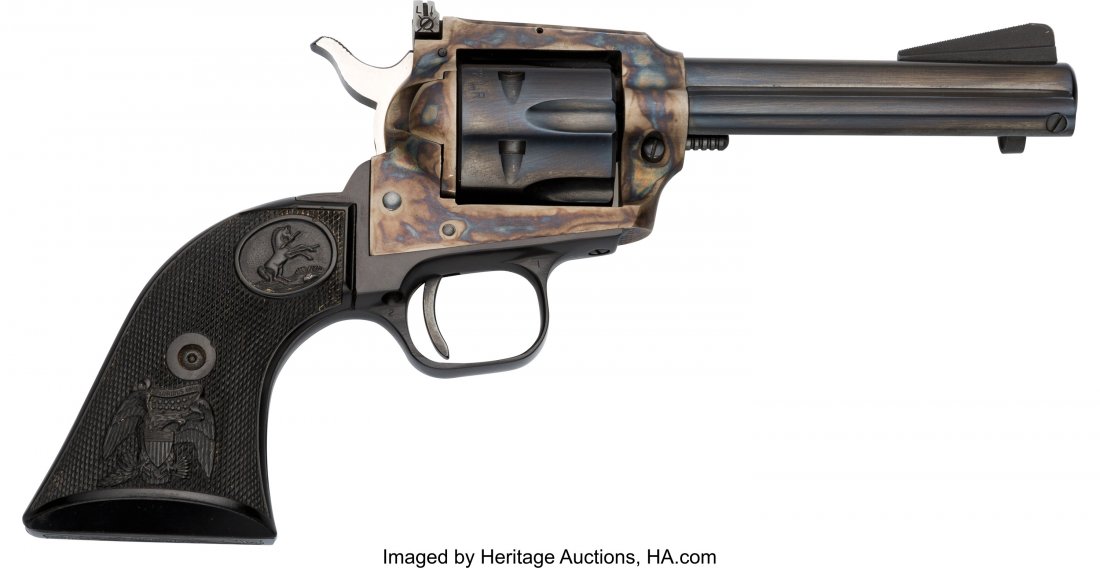 Colt New Frontier Single Action Revolver. Seria: Colt New Frontier Single Action Revolver. Serial no. G179117, .22 caliber, 4 3/8-inch