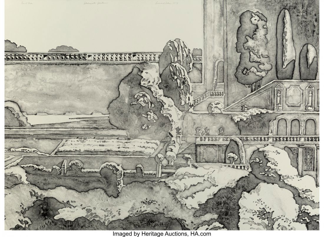 Leonard Lehrer (20th century) Italianate Garden,: Leonard Lehrer (20th century)Italianate Garden, 1973Lithograph in colors on