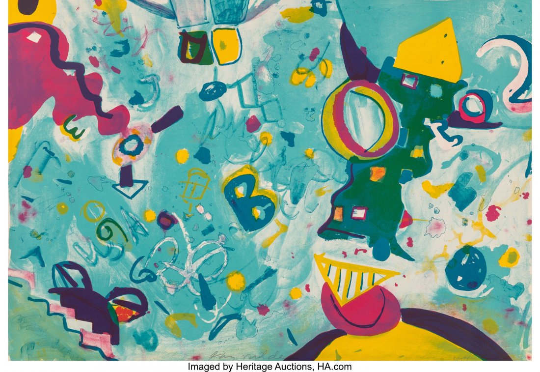 Jay Milder (b. 1934) Homage to Robert Jones, n.d: Jay Milder (b. 1934)Homage to Robert Jones, n.d.Lithograph in colors on pap