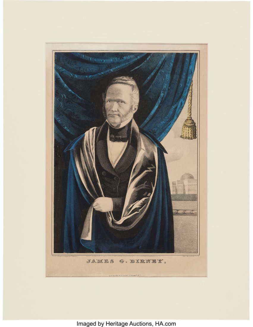 James G. Birney: 1844 Liberty Party Currier Prin: James G. Birney: 1844 Liberty Party Currier Print. Hand-colored small folio lithograph [1