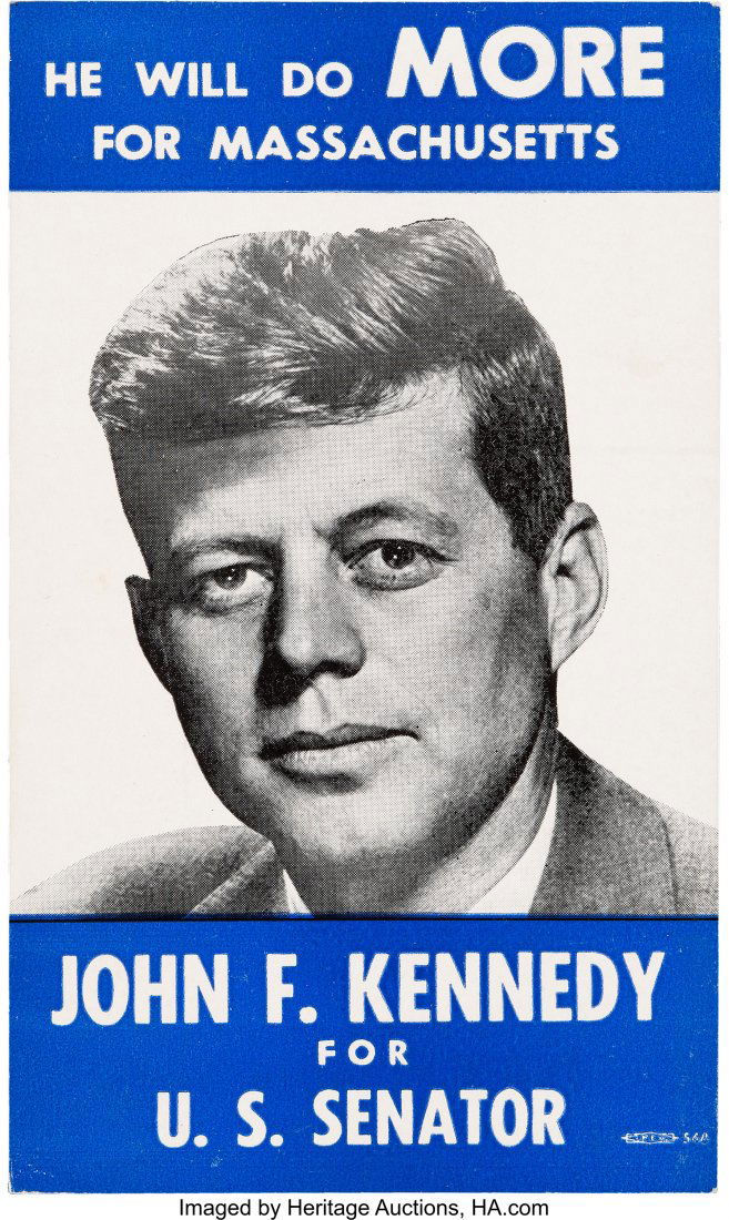 John F. Kennedy: 1952 Senate Campaign Card. Pri: John F. Kennedy: 1952 Senate Campaign Card. Printed on thick stock, and in near min