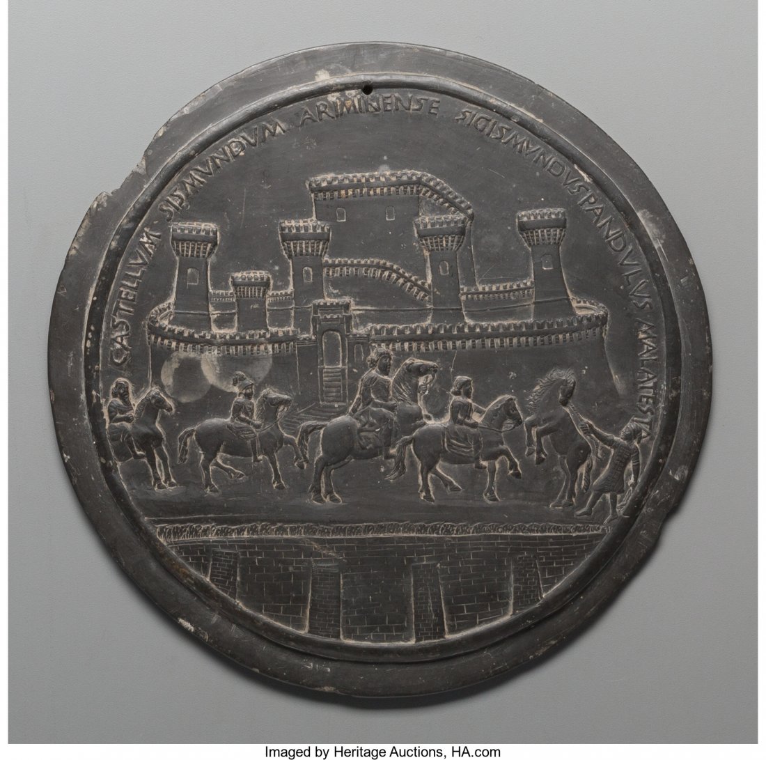 A Grand Tour Carved Slate Roundel After a Medal : A Grand Tour Carved Slate Roundel After a Medal Design by Matteo de'Pasti, late 19th century