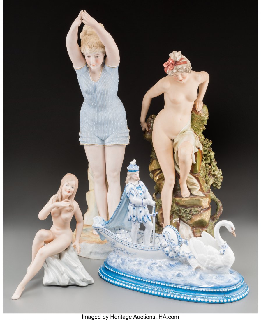Four French, Austrian, and German Porcelain Figu: Four French, Austrian, and German Porcelain Figures, first quarter 20th century Marks: (var